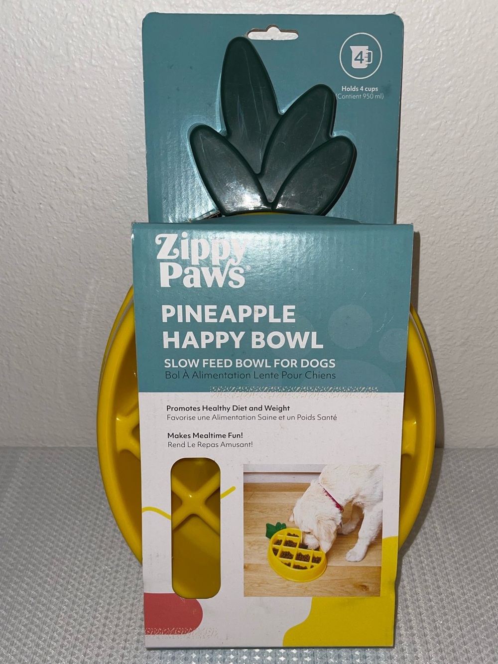 CLOSE OUT SALE - Zippy Paws Pineapple Slow Feed Dog Bowl - NWT